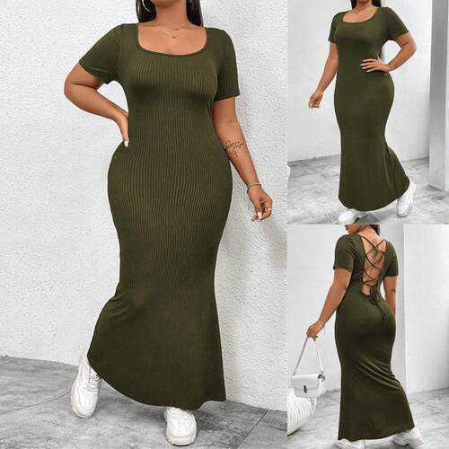 New Summer womens over size Halter Long Dress大码露背连衣裙