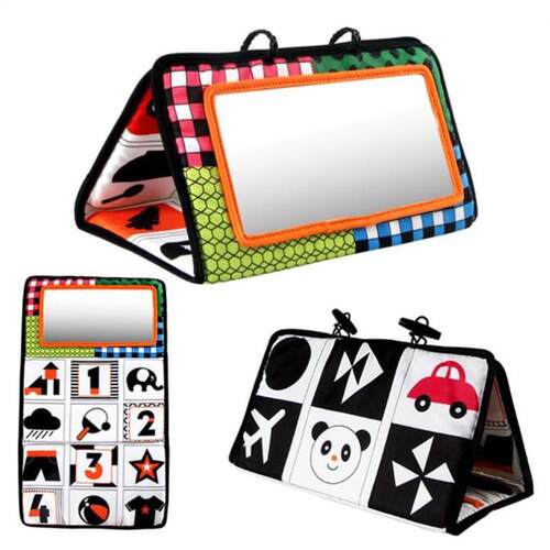 Tummy Time Floor Mirror Visually Inspire Black and White Edu