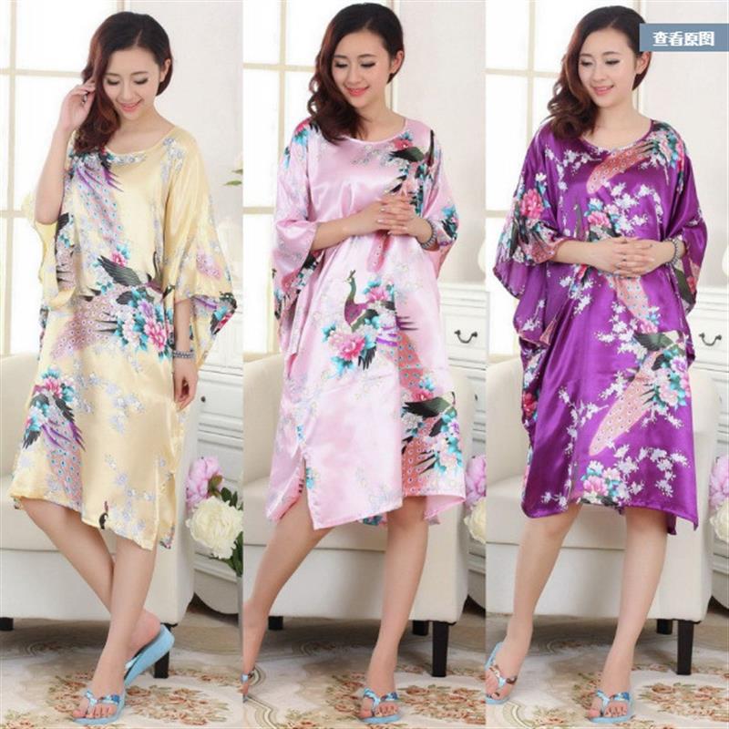 Peacock Grand Suite Robe Tang Zhuang Cheongsam Silk Pajamas