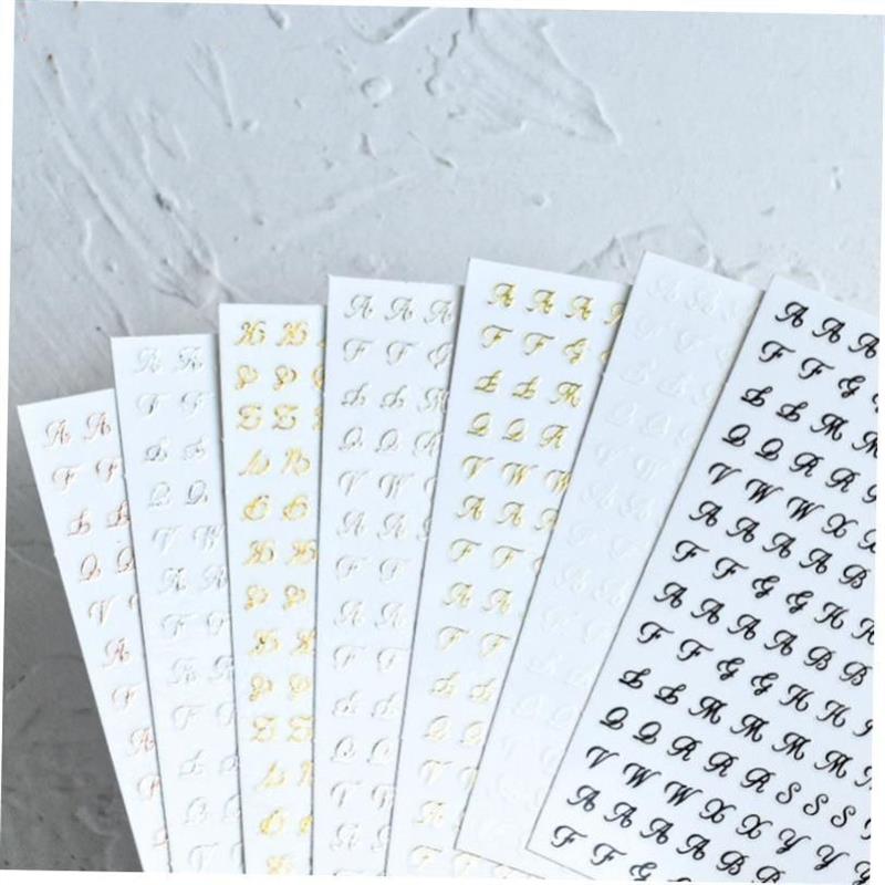 1pcs Russian Letter Nail Stickers Golden Silver Black Alphab
