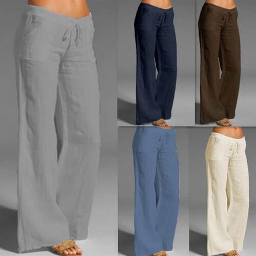 Drawstring high waisted wide leg pants  抽绳高腰微喇阔腿长裤