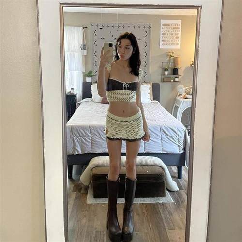 Summer knitted seox twopiece DFHwmen's sleeveless vets sy