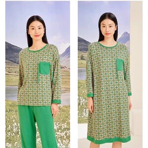 金黛儿针织棉家居服睡衣女24170时尚休闲磨毛套头睡裙高级感舒绒