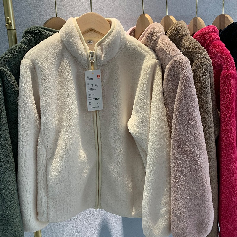 双面摇粒绒立领外套女