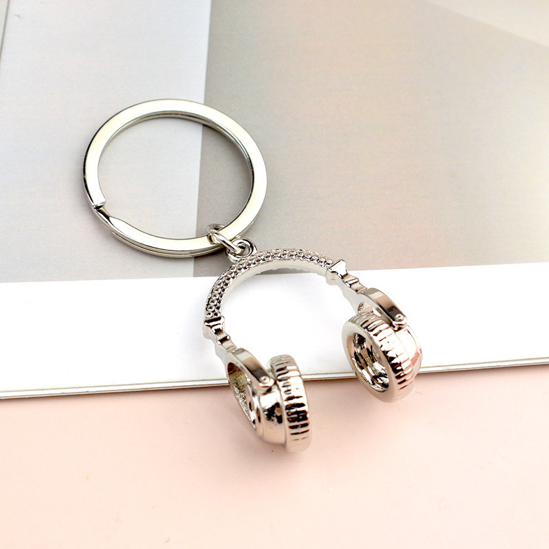 创意音乐钥匙扣耳机耳塞钥匙扣吉他音符钢琴小提琴时尚潮男小挂饰