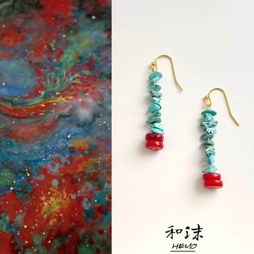 绿松石复古文艺高级感耳钩耳饰