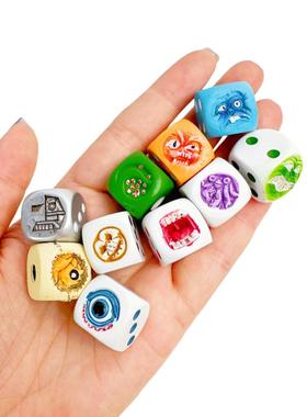 创意骰子摆件树脂道具模型可爱怪兽眼睛手工万圣节玩具礼物恶搞