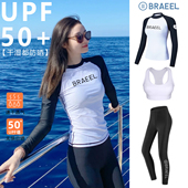 潜水服女士游泳衣分体长袖 防晒速干水母衣户外漂流浮潜冲浪服 长裤