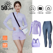 韩国女士冲浪拉链潜水服分体防晒速干贴身长袖 泳衣浮潜服 防水母裤