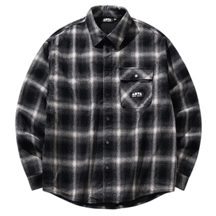 衬衫 法兰绒格纹衬衣休闲开衫 男装 新款 外套152548613 冬季 安踏长袖