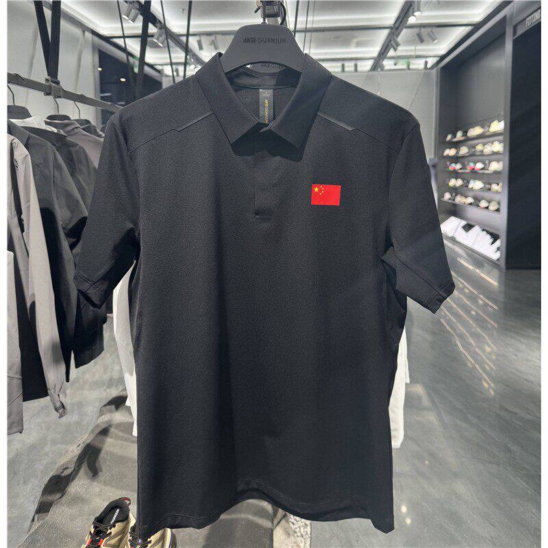 安踏短袖冠军国旗POLO男子夏冰肤3代翻领商务运动T恤衫152520102