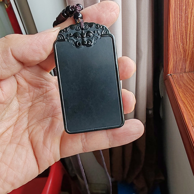 新疆和田玉塔青玉兽头貔貅无事牌子玉牌苏工特价男女国风平安无事