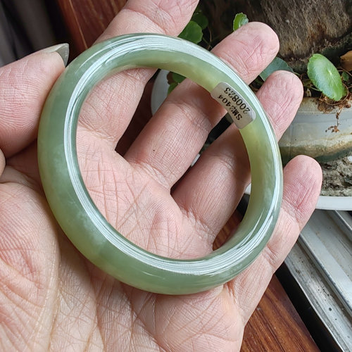 和田青白玉飘花手镯57mm送证书