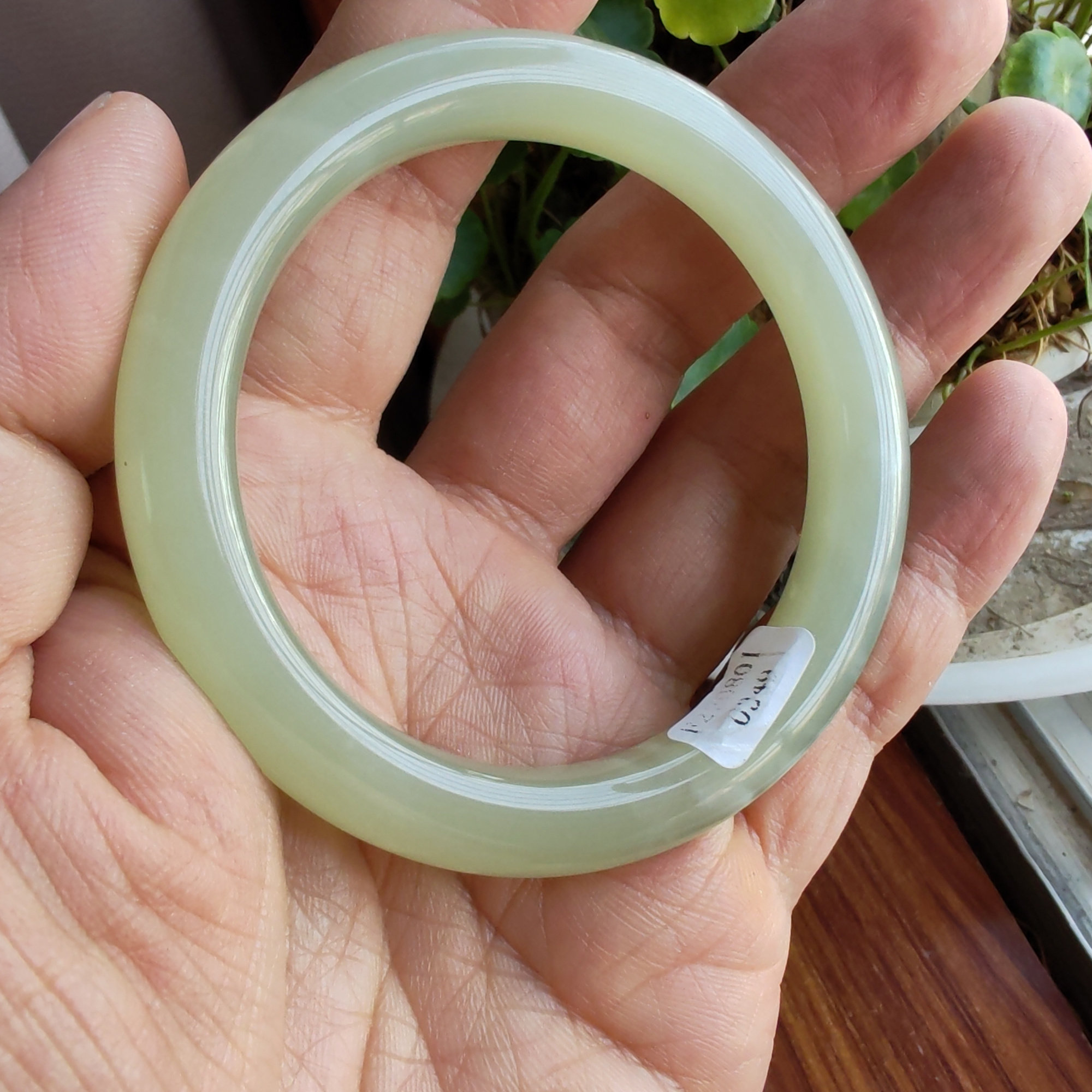 送证书和田玉青白玉飘花手镯玉镯子57mm+精品女神国风娇花照水