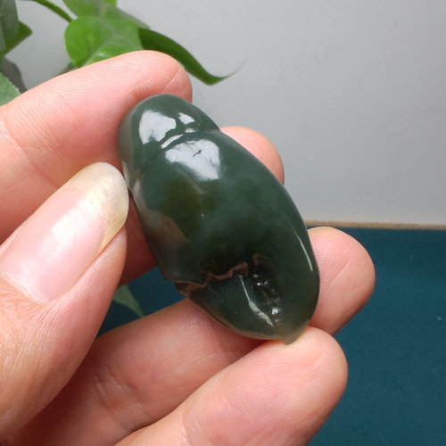 且末蓝调糖玉螃蟹钳子吊坠招财