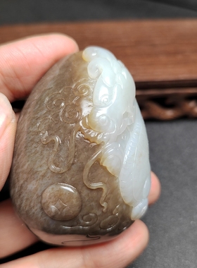 和田玉糖白玉生肖龙手把玩件男女款式糖白分明玉石玉器飞龙在天