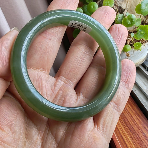 和田玉湖水绿手镯54mm保真