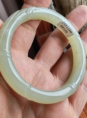 和田玉青白玉雕花竹子手镯56