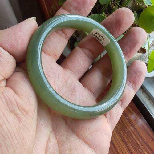 和田青白玉手镯送证书57mm+女神