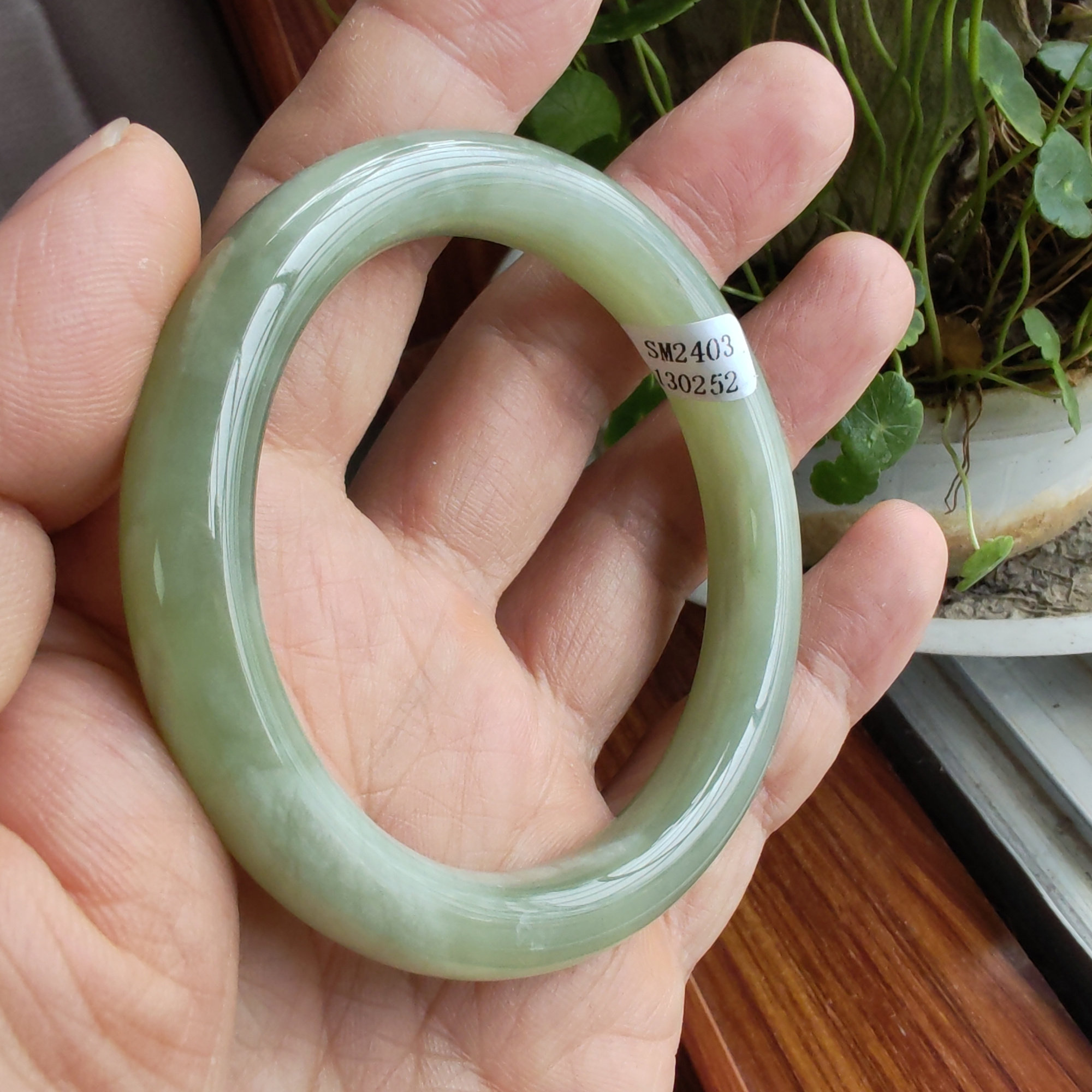 送证书和田玉青白玉飘花意境手镯玉镯子58mm+特价女神杨柳依依