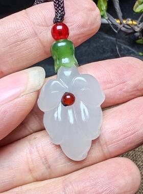 和田玉碧玉淡烟灰色玉兰花吊坠挂件苏工精品正品男女国风玉堂富贵