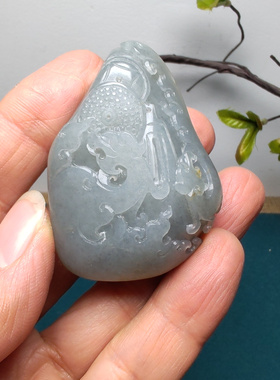 新疆和田玉籽玉青花墨玉原石仿古龙凤锦灰堆小手把件男女龙凤呈祥