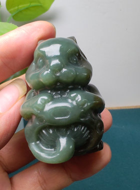 且末蓝调糖玉兔子手把件苏工油润