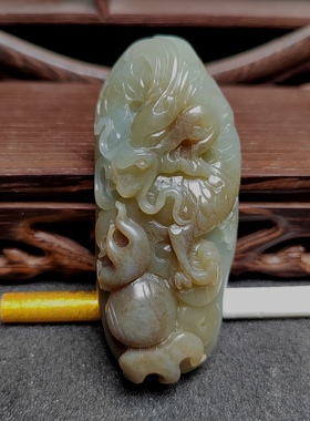 龙实物手把件青白糖玉和田玉