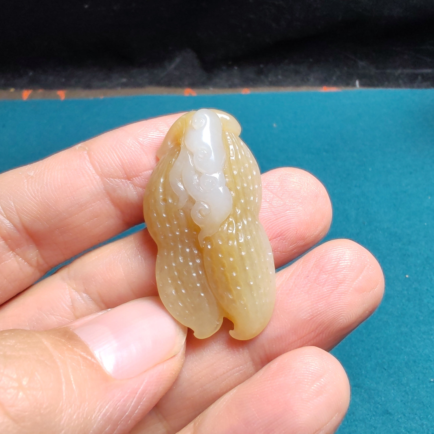 和田玉糖白玉花生灵芝如意吊坠挂件苏工精品油润男女国风一寸欢喜