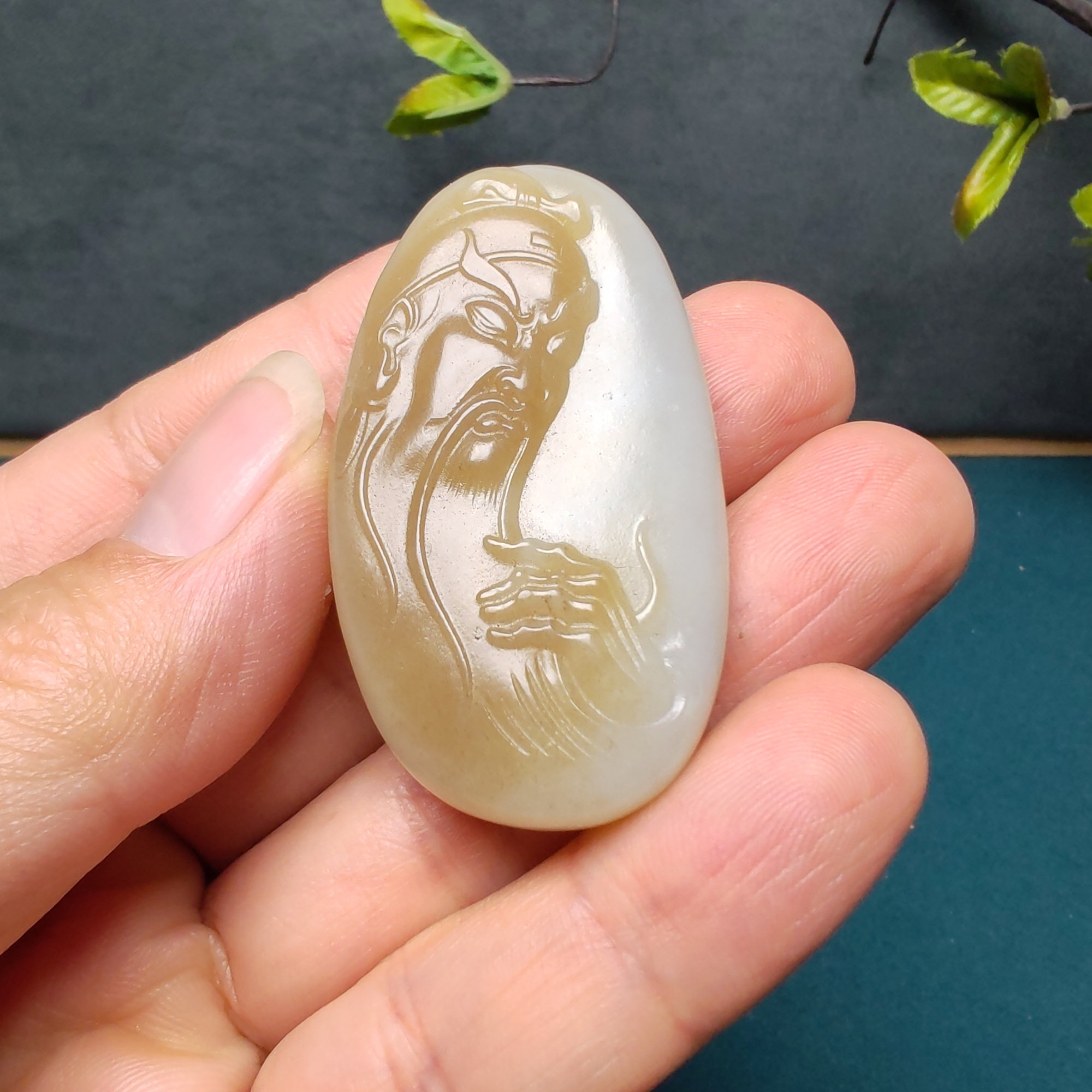 和田玉糖白玉武财神关公观二爷吊坠挂件苏工精品男女国风义薄云天