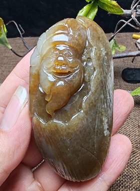 财神手把件和田玉且末糖玉