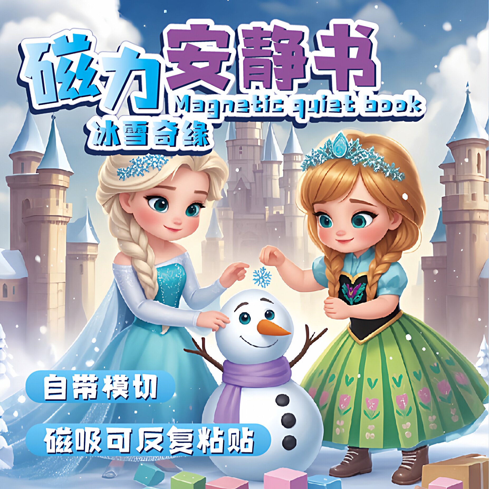艾莎爱莎白雪公主磁力安静书新款图片