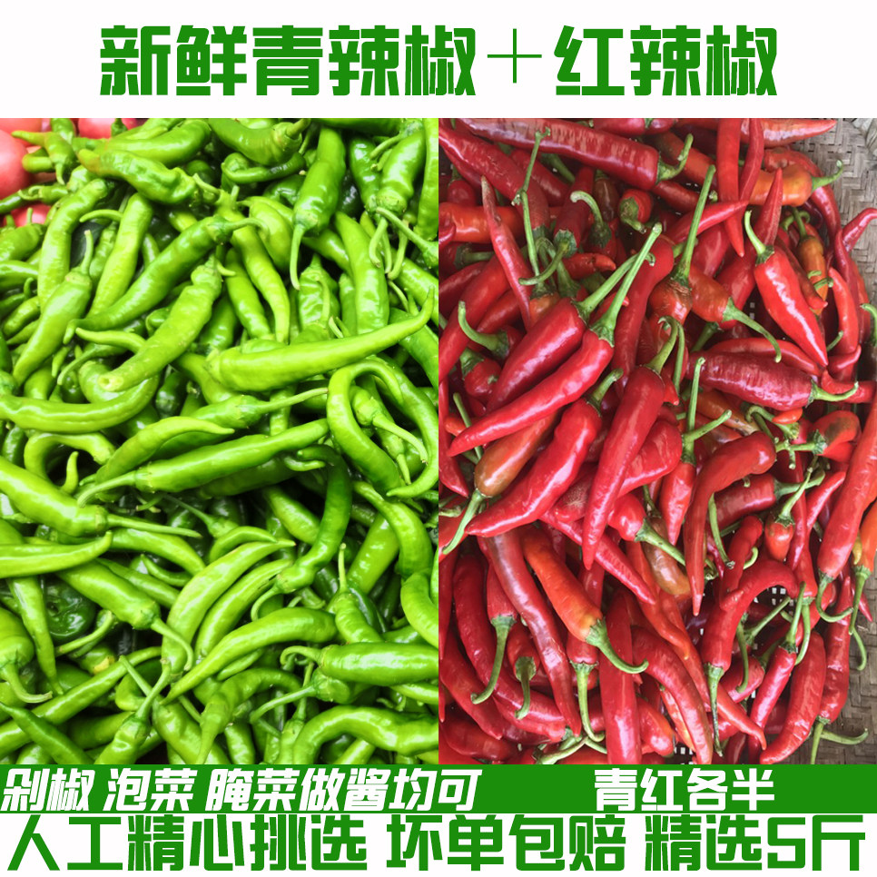 农家蔬菜组合新鲜辣椒红杭椒青杭椒红尖椒青尖椒青辣椒红辣椒包邮