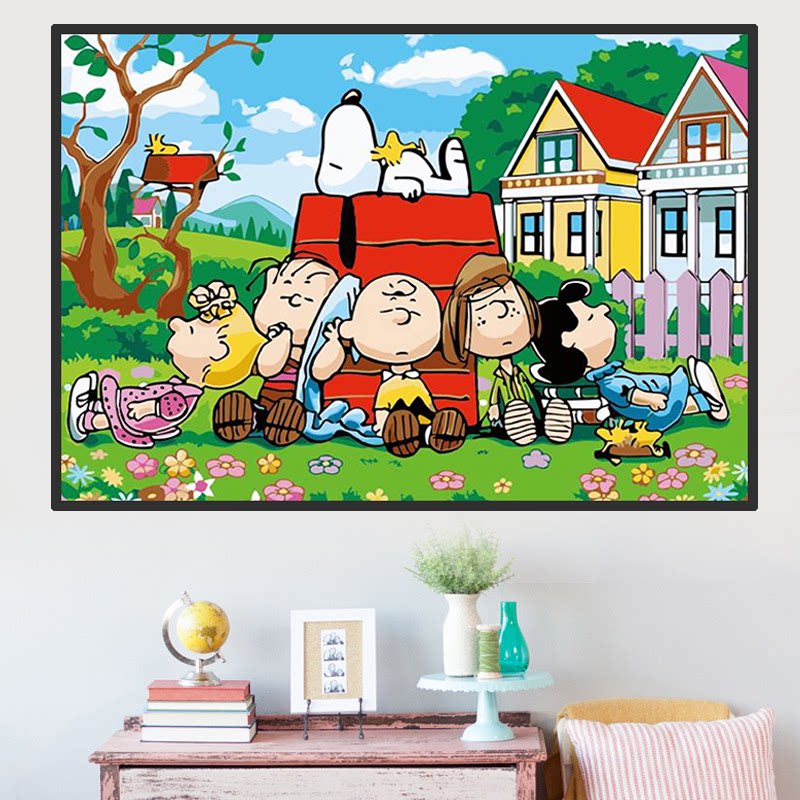 5d钻石画满钻新款带框儿童房史努比diy砖石画学生卡通手工十字绣