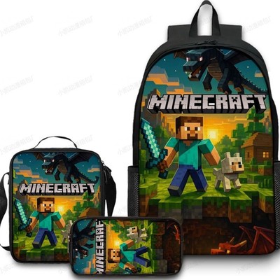 数码印花我的世界大电影 Minecraft三件套装书包 卡通小学生背包