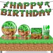 我 世界游戏主题生日派对纸杯纸盘组合气氛布置聚会节日用品餐盘