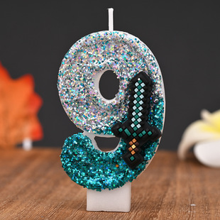 9MC钻石剑创意蜡烛生日蛋糕装 饰 世界游戏周边卡通数字蜡烛0 我
