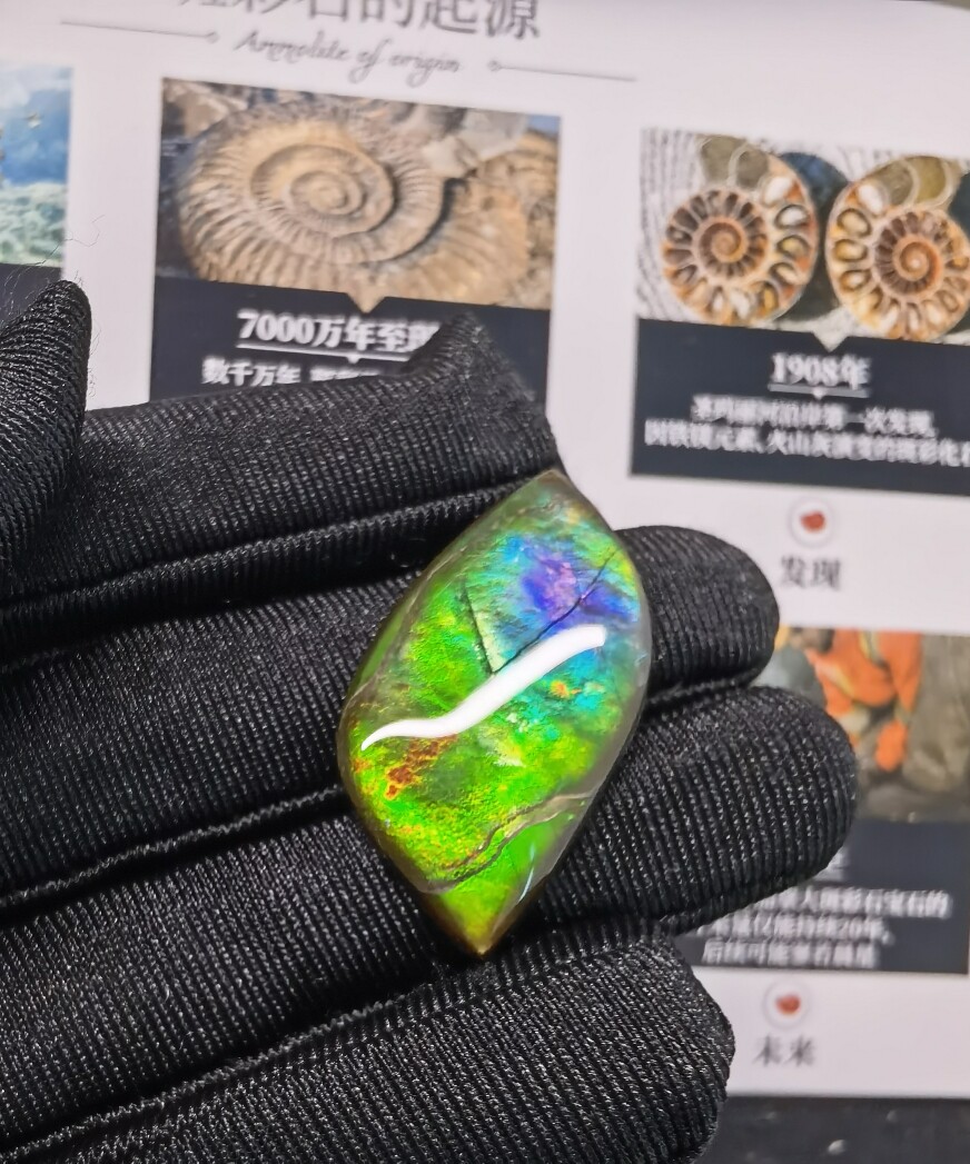 加拿大天然斑彩宝石，双面繁花蓝紫螺楞