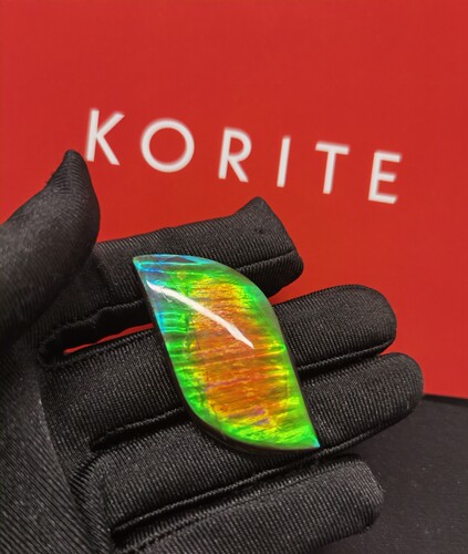 加拿大天然斑彩宝石，korite品牌，2A等级金红凤翎
