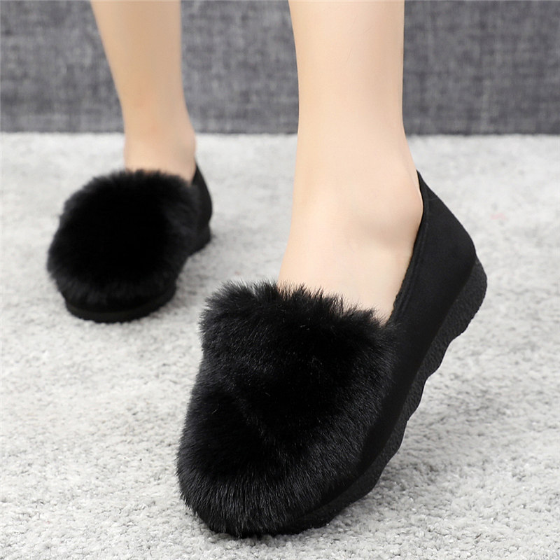 秋冬新款老北京布鞋女平底加绒毛毛棉鞋保暖软底工作鞋百搭豆豆鞋,女鞋,棉鞋,淘宝优惠券,粉丝福利购,淘宝优惠卷