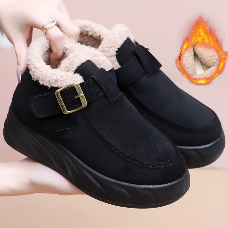 冬季老北京布鞋女棉鞋厚底加绒保暖休闲中老年棉靴防滑软底妈妈鞋