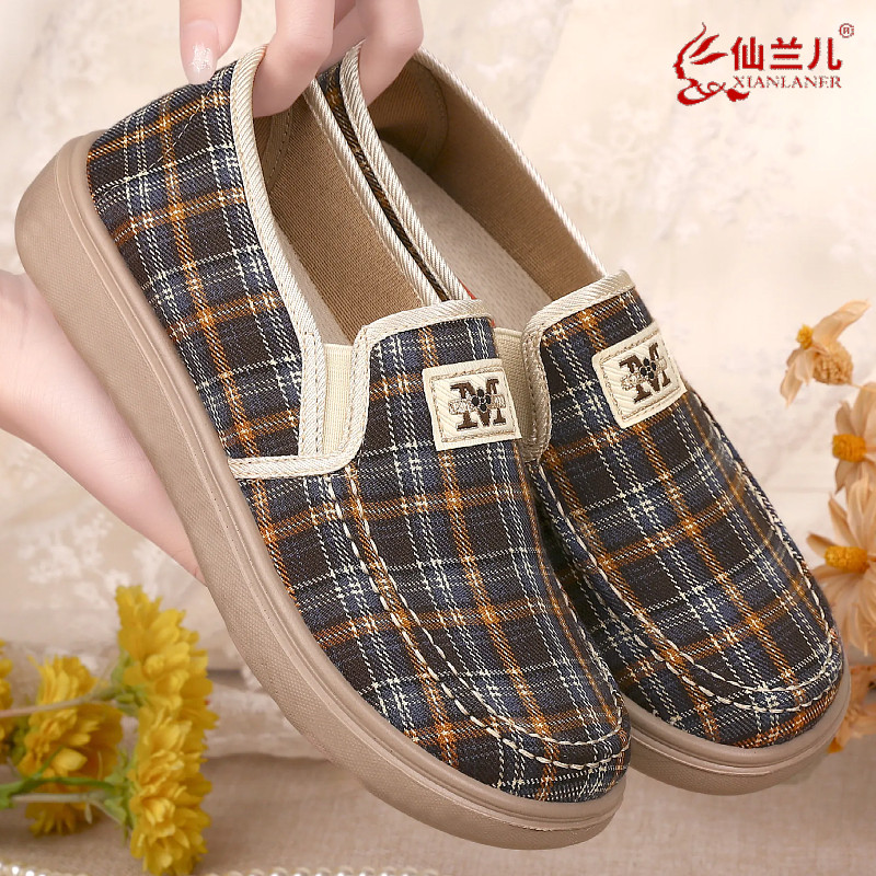 老北京布鞋女春秋单鞋平底透气女鞋软底舒适休闲一脚蹬懒人渔夫鞋