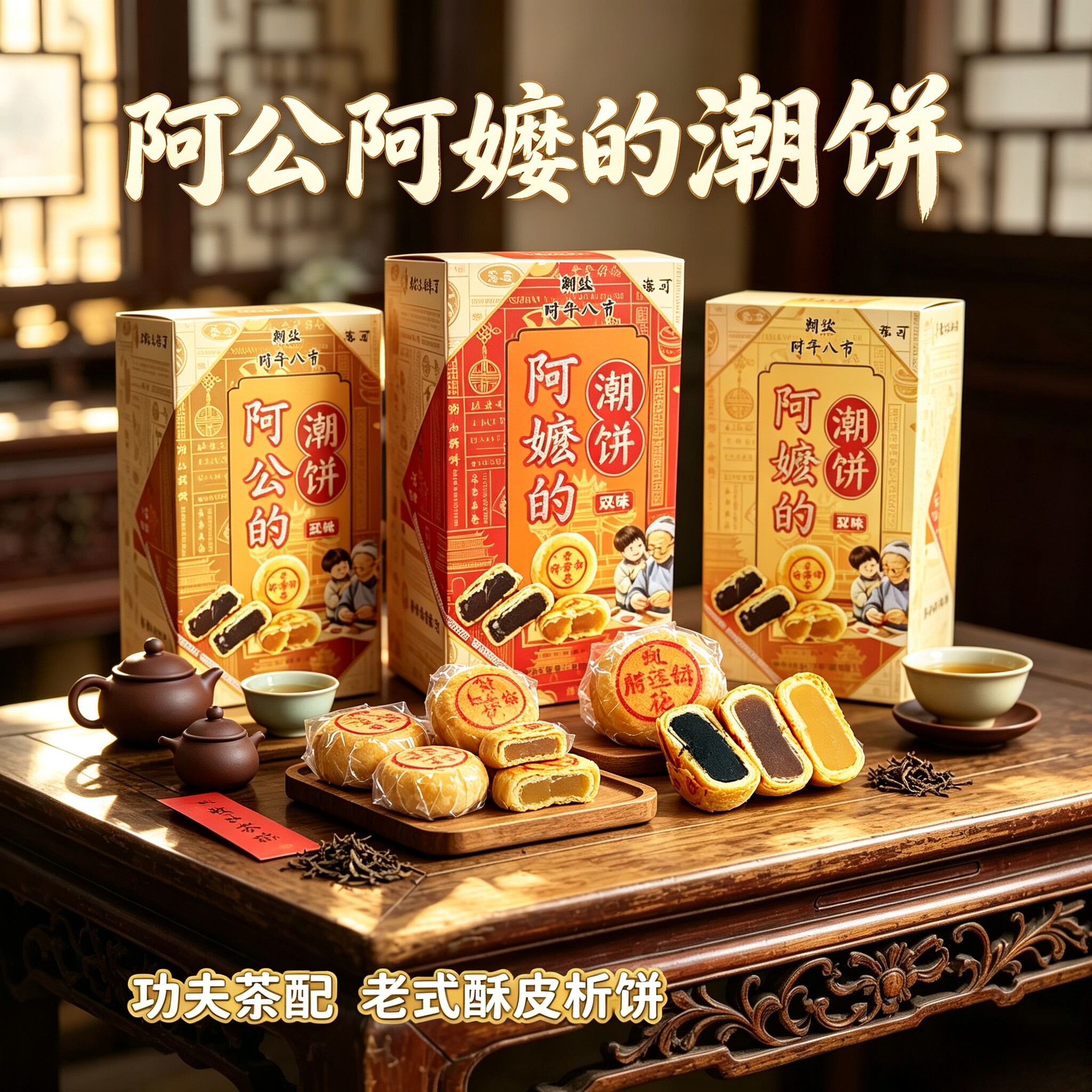 潮汕崂饼乌豆沙捞饼绿豆沙老香橼山楂崂饼中秋月饼啊公啊嬷潮饼
