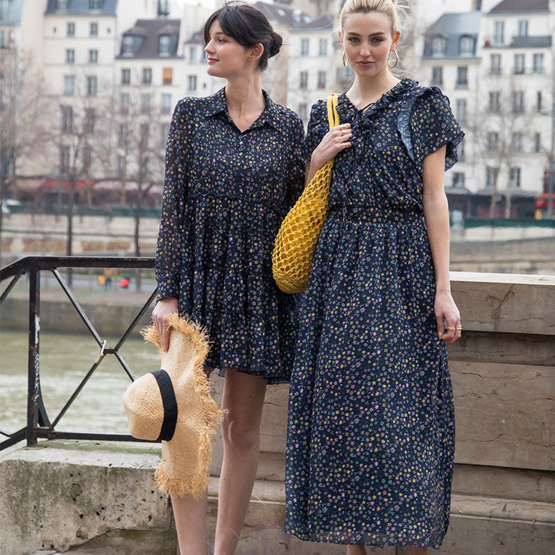 evona法式风情碎花长款连衣裙20032