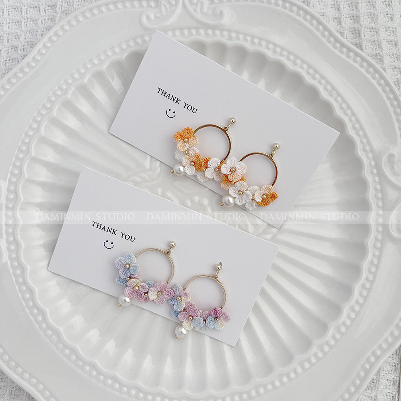 绣球花环耳环微钩手工编织花朵小清晰温柔精致甜美耳饰圆形短款,饰品/流行首饰/时尚饰品新,耳环,淘宝优惠券,粉丝福利购,淘宝优惠卷