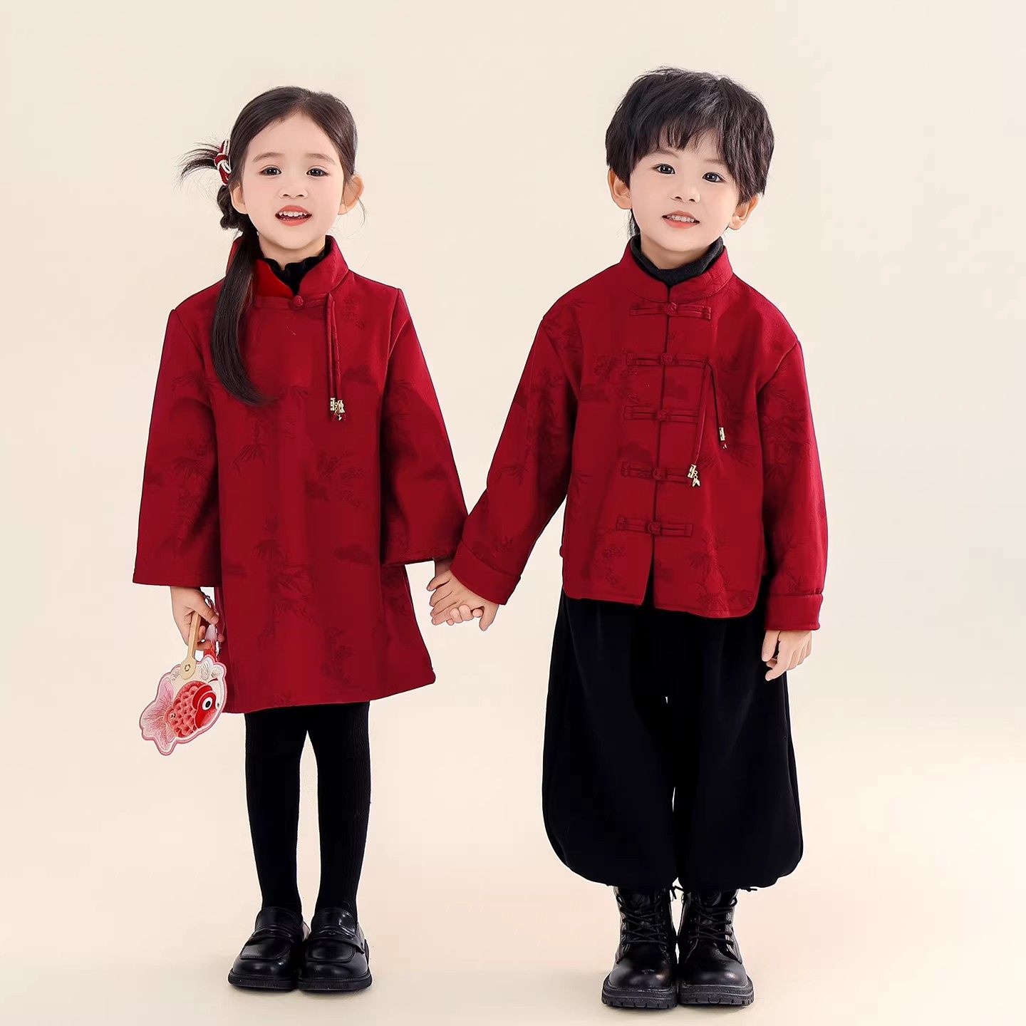 男童拜年服红色儿童新中式帅气喜庆过新年衣服战袍冬季国潮风套装,童装/婴儿装/亲子装,唐装,淘宝优惠券,粉丝福利购,淘宝优惠卷