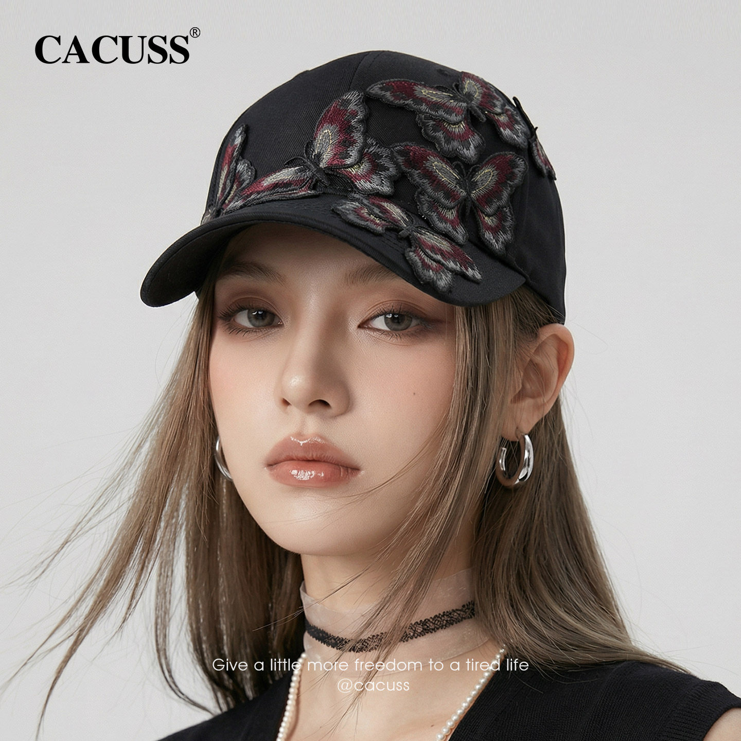 CACUSS国风刺绣显脸小棒球帽女春图片