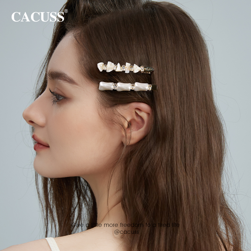 CACUSS闪钻水晶侧边发夹女一字夹