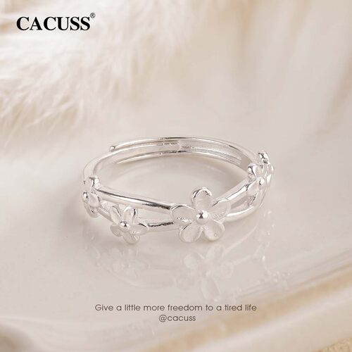 CACUSS银戒指双层镂空戒银色