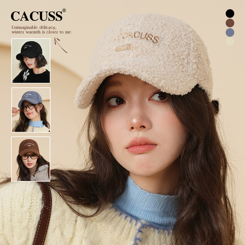 CACUSS泰迪绒美拉德棒球帽女冬季